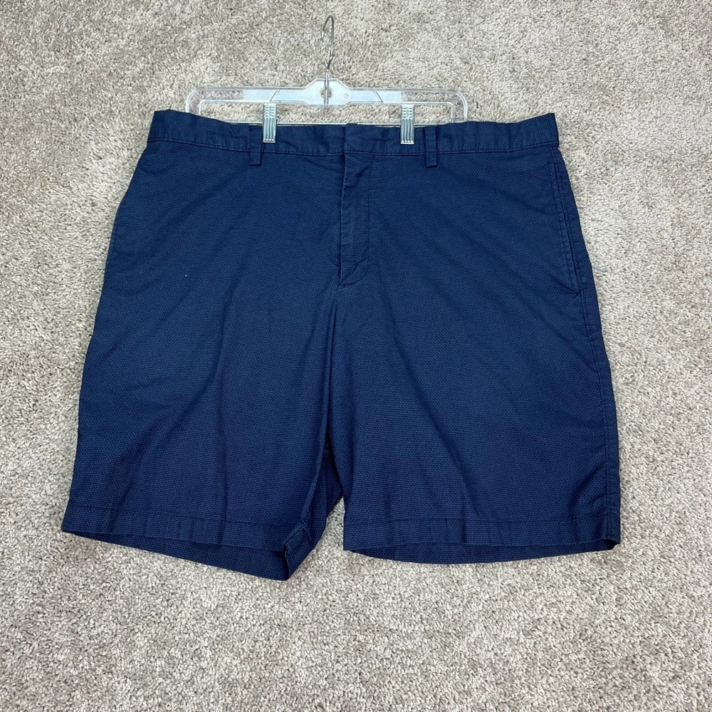 Banana Republic Aiden Club Short Mens 38 Navy Blue Flat Front Textured Stretch